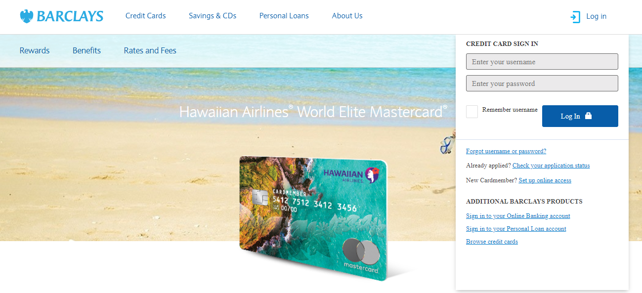 hawaiian airlines credit card login