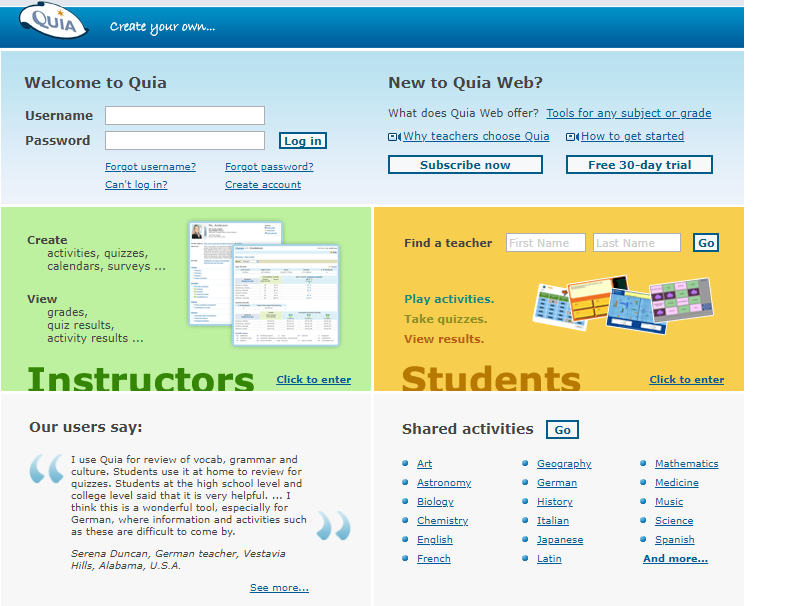 quia web login