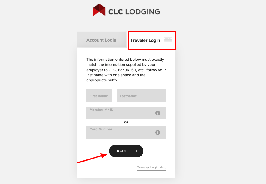 CLC Lodging Traveler login