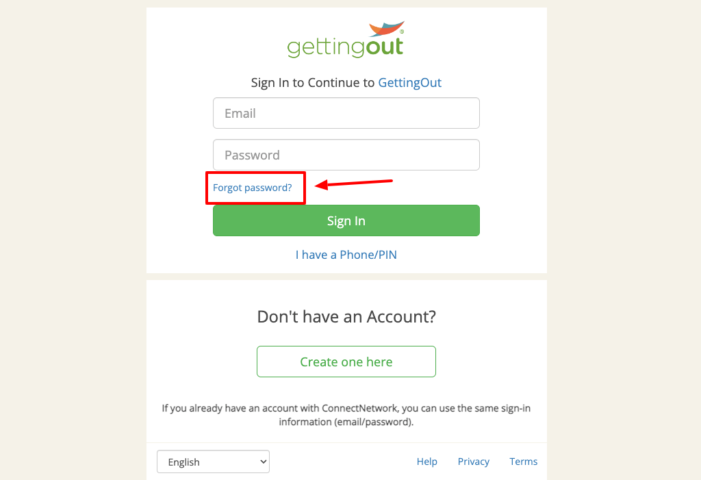 GettingOut forgot password