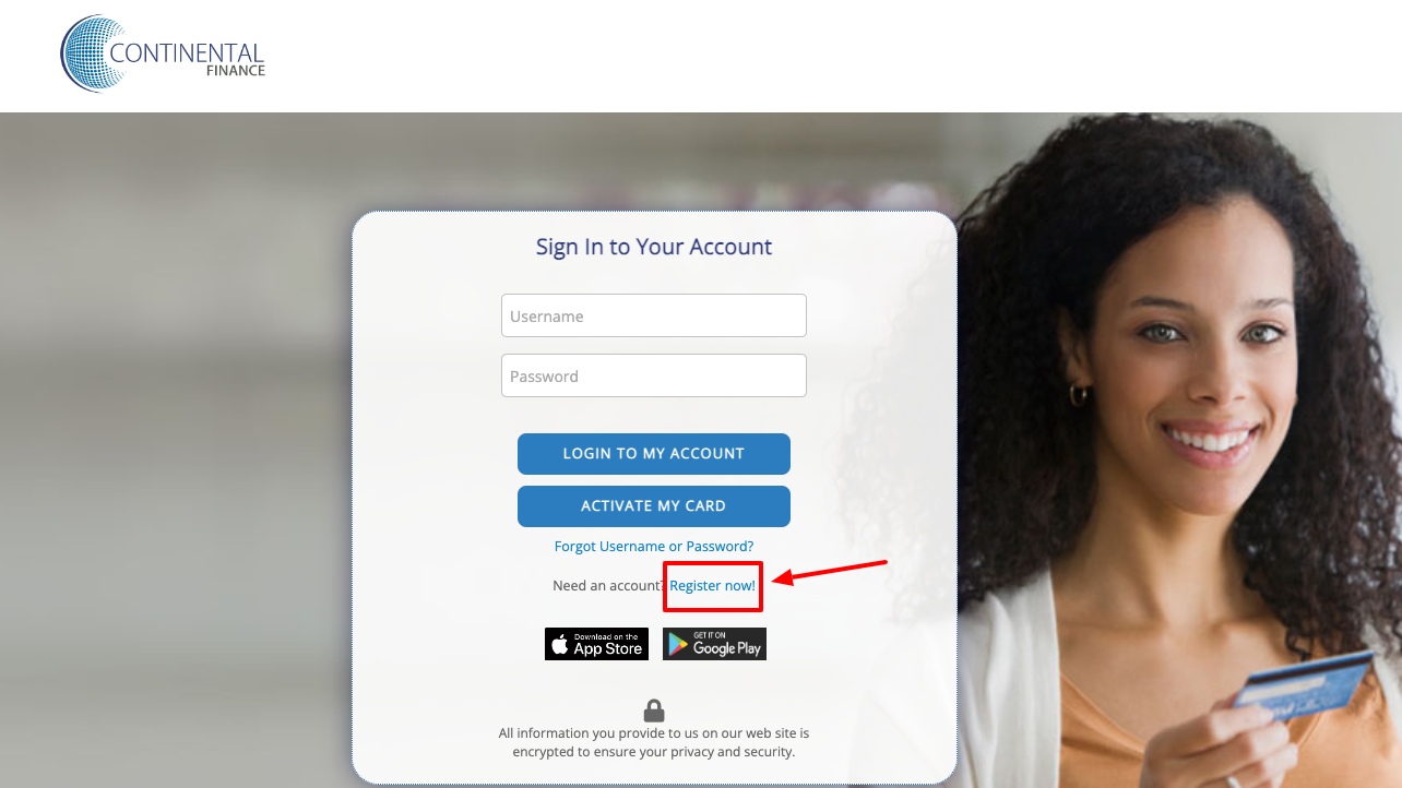 continental finance register now