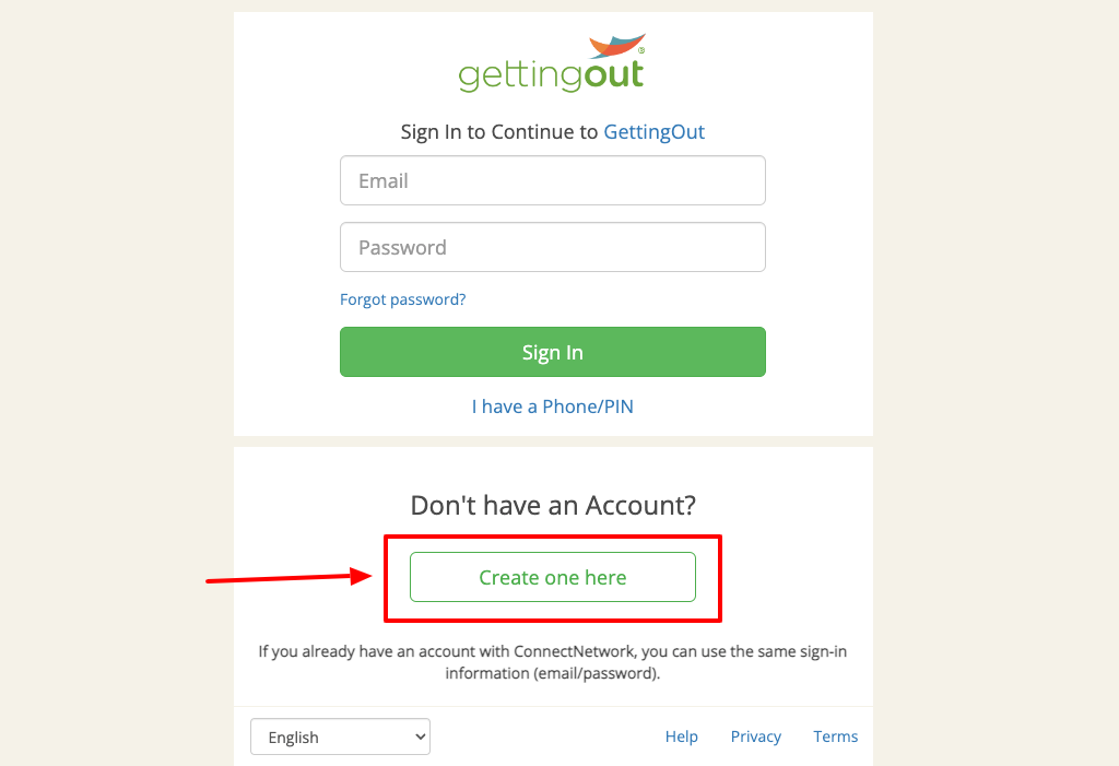 gettingout create one here
