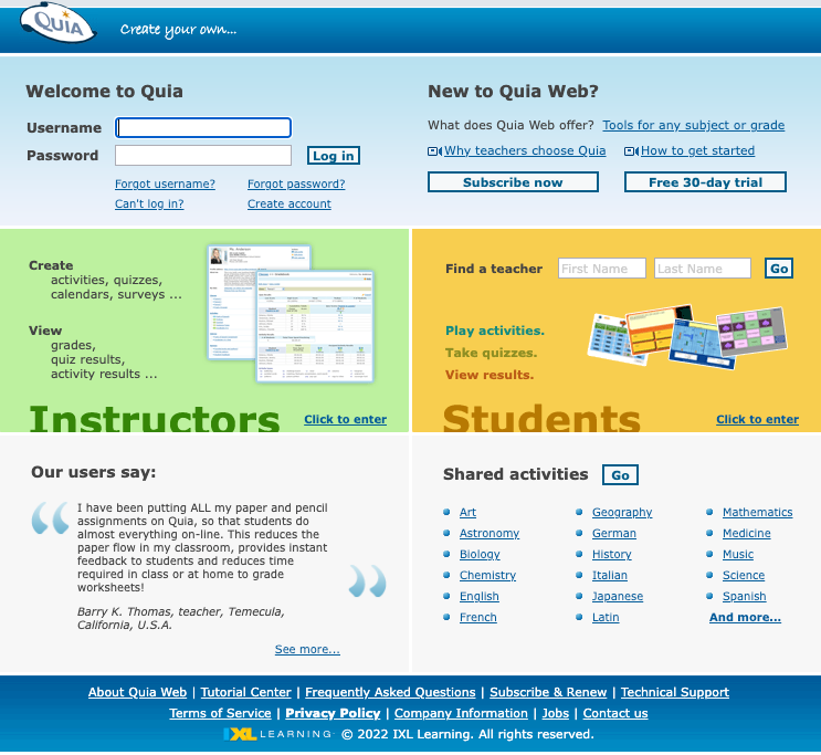 quia web
