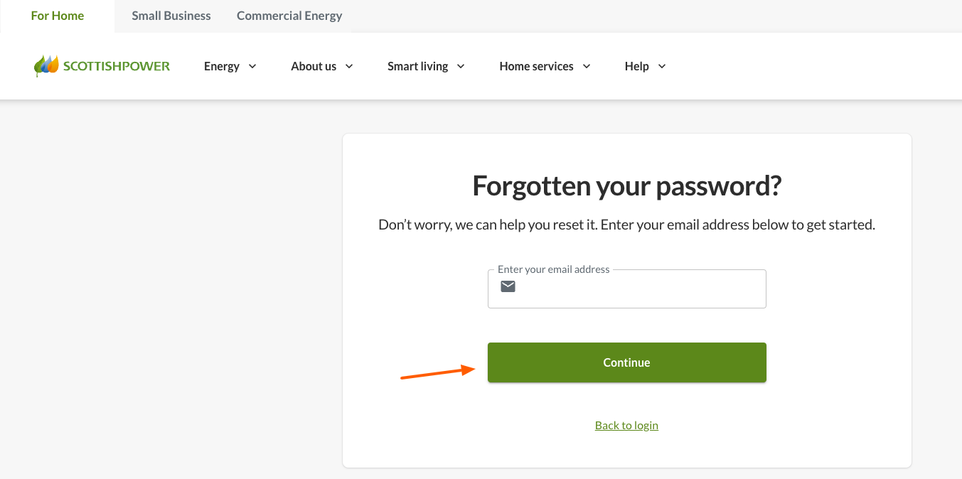 scottish power forgotten password page