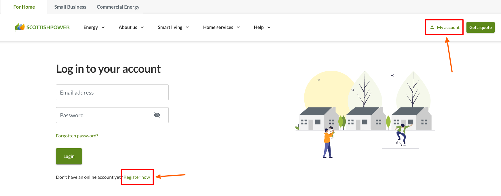 scottish power register now page