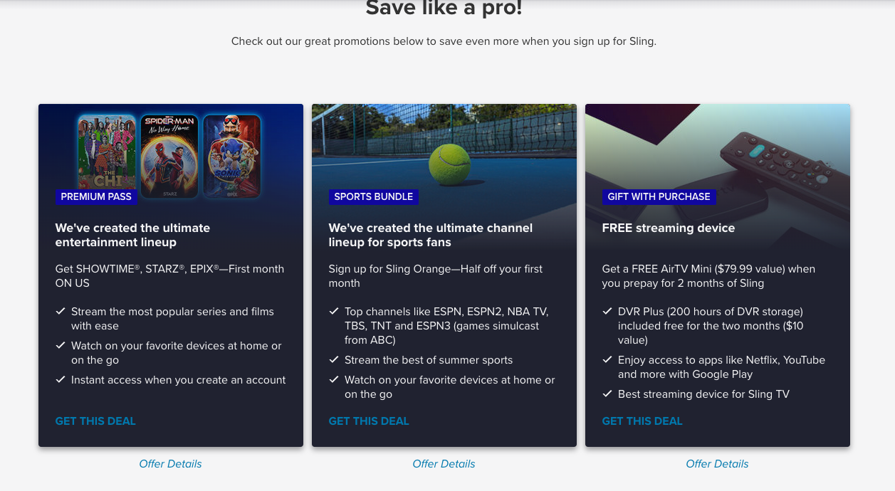 sling tv packages