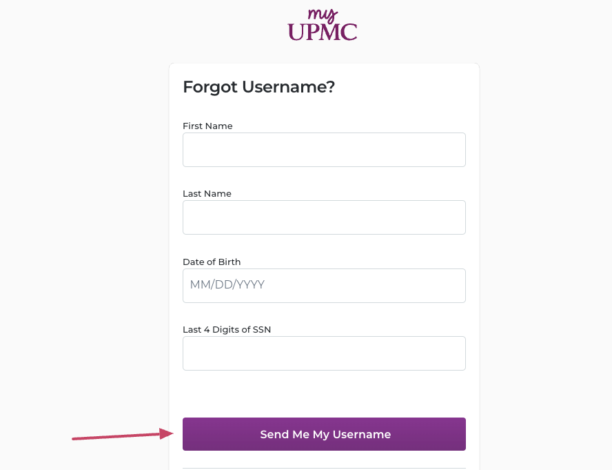 myupmc forgot username