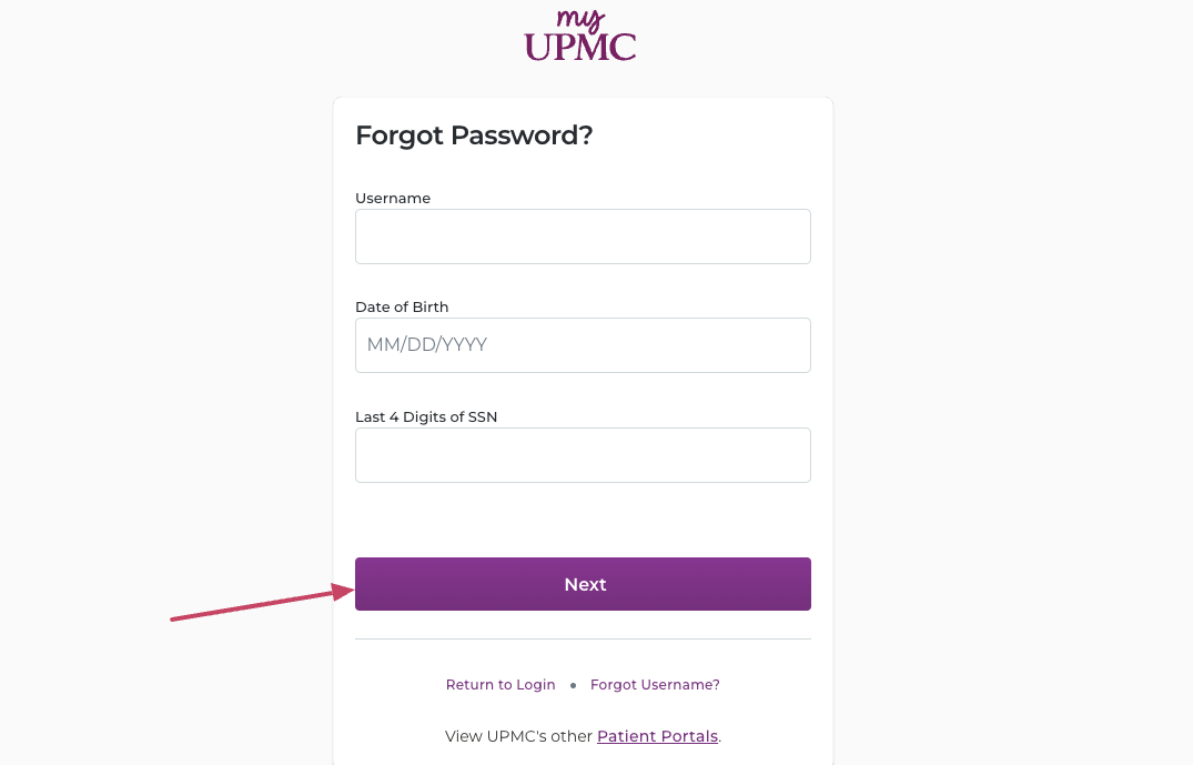 myupmc forgot password